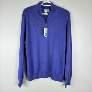 Foxcroft Pullover Half zip Sweater Woman’s XXL Supima Cotton Blue NWT Preppy